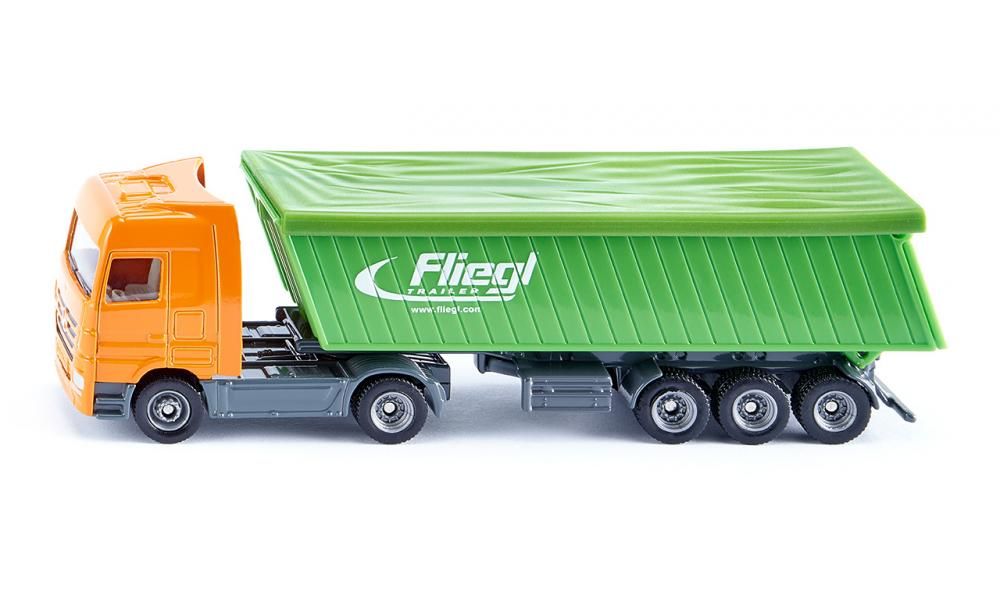 Verschuiving federatie Gehuurd Siku Mercedes Actros vrachtwagen met Fliegl trailer en dak 1